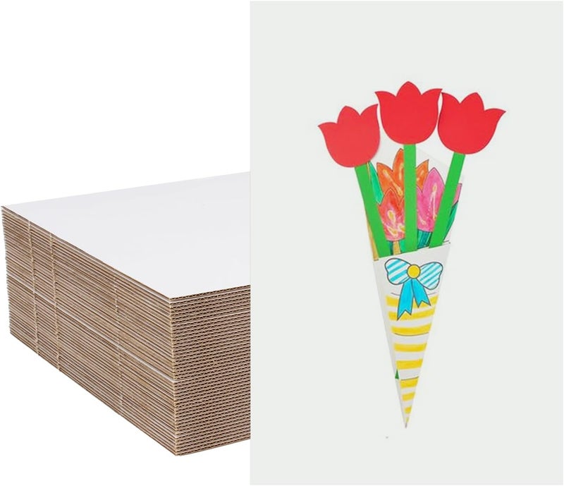 zmybcpack 50 Pack White Corrugated Cardboard Sheets 11x17 Inch, Corrugated Cardboard Filler Insert Sheet Pads for Packing, Mailing, Crafts - Image 1